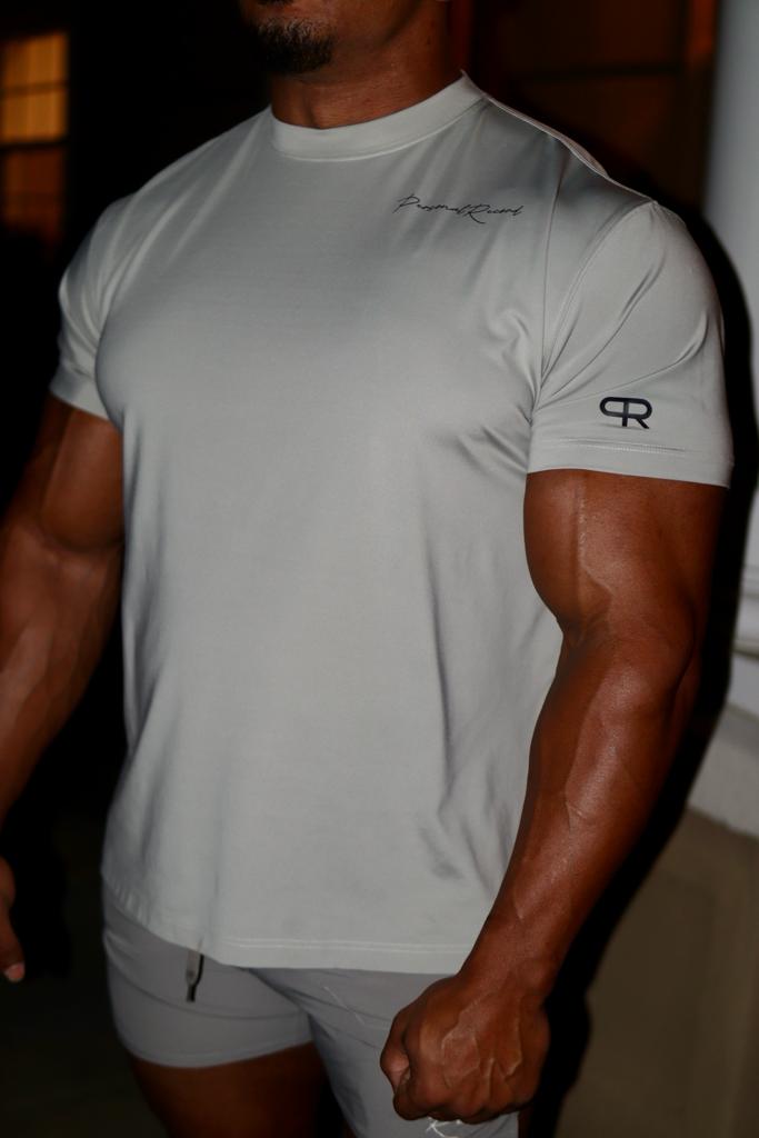 Shoulder Name Logo T-Shirt - PR5001 - Grey