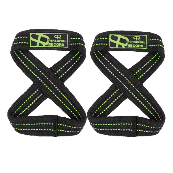 PR Heavy Duty Premium Figure 8 Lifting Straps - Black/Neon