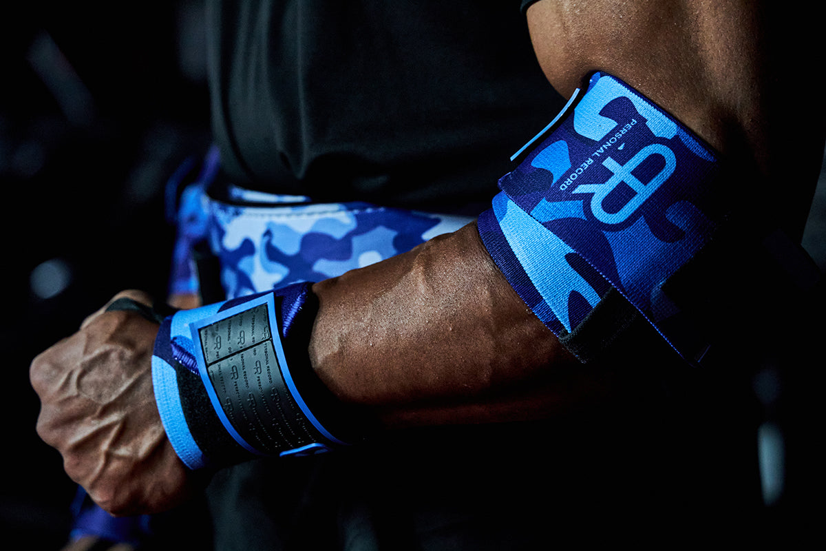 Personal Record Heavy Duty Premium Elbow Wraps - PR903 - Blue Camo