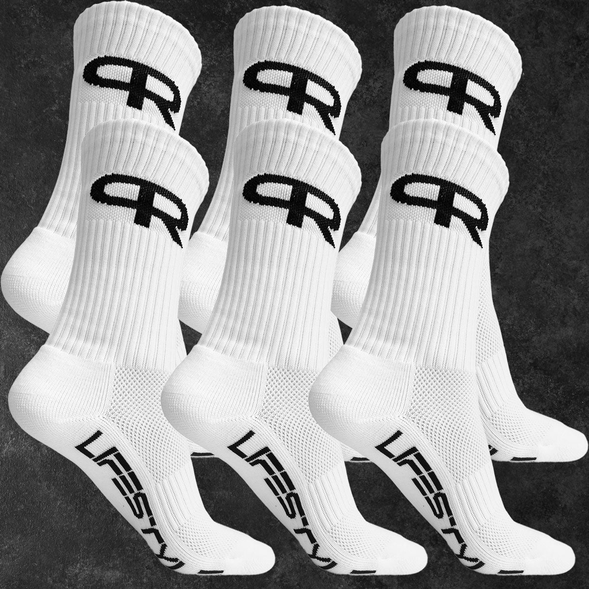 Personal Record Premium Socks - 6 Pack - White