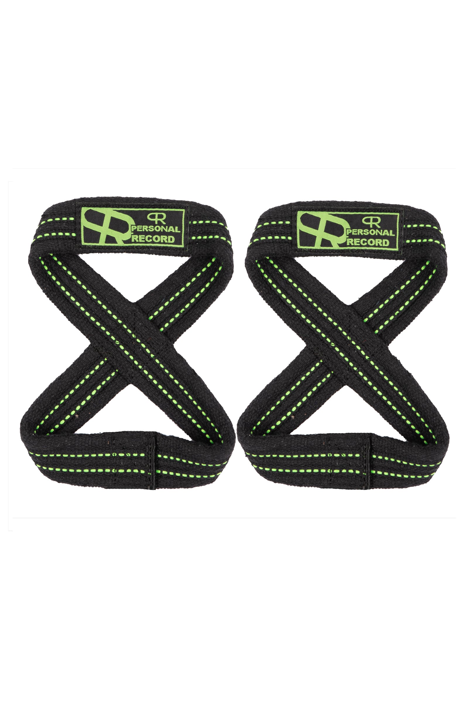 Personal Record Heavy Duty Premium 8 Figure Lifting Straps - PR909 - Black/Neon