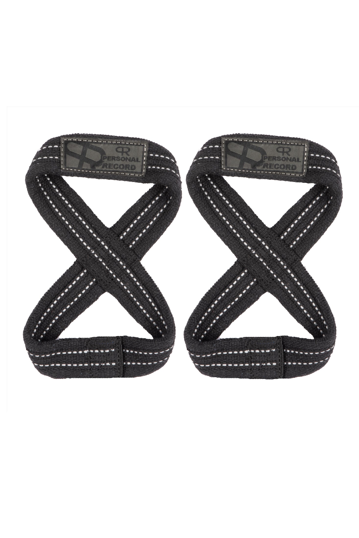 Personal Record Heavy Duty Premium 8 Figure Lifting Straps - PR909 - Black/Grey