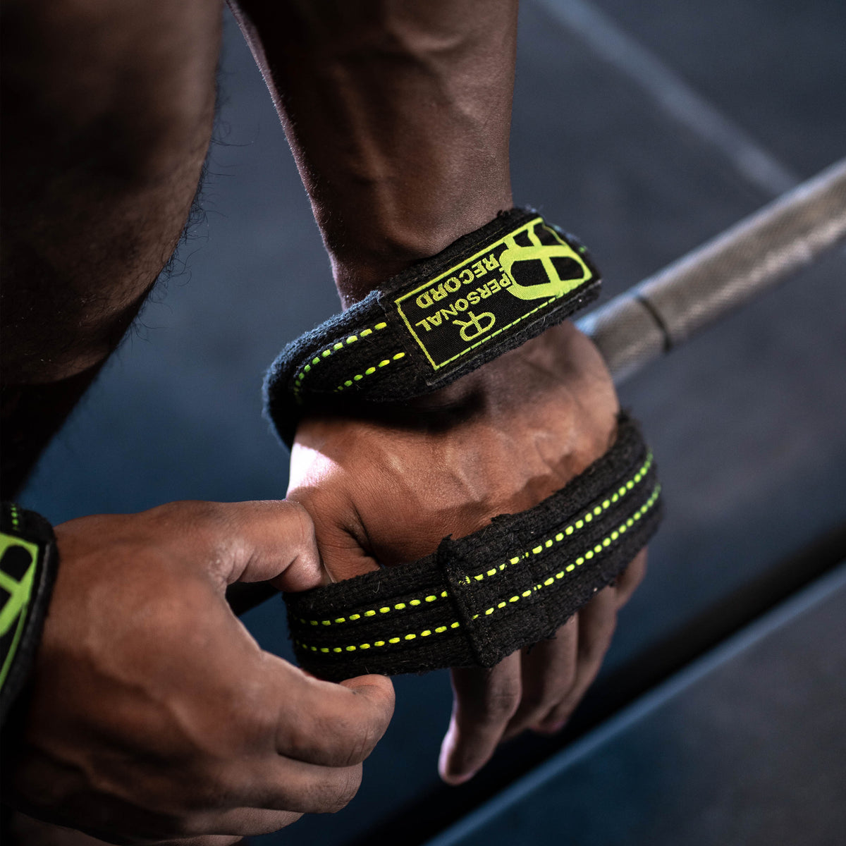 PR Heavy Duty Premium Figure 8 Lifting Straps - Black/Neon