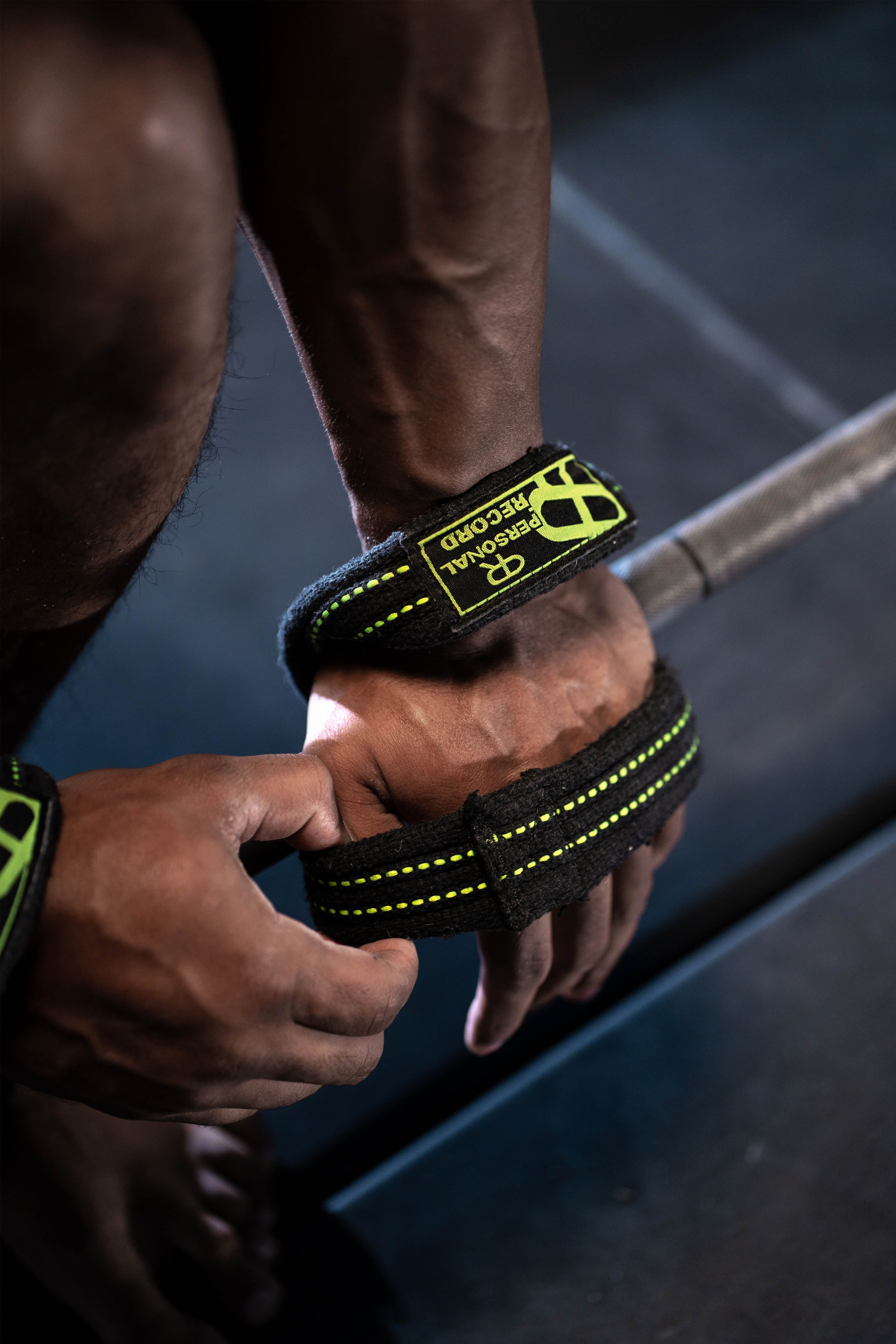 Personal Record Heavy Duty Premium 8 Figure Lifting Straps - PR909 - Black/Neon