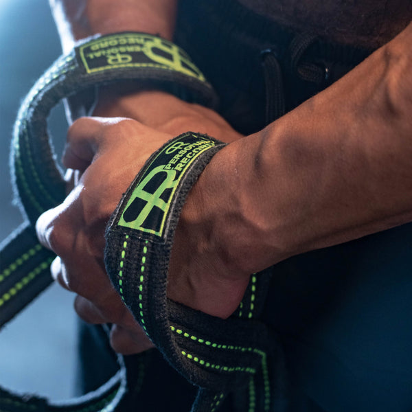 Personal Record Heavy Duty Premium 8 Figure Lifting Straps - PR909 - Black/Neon